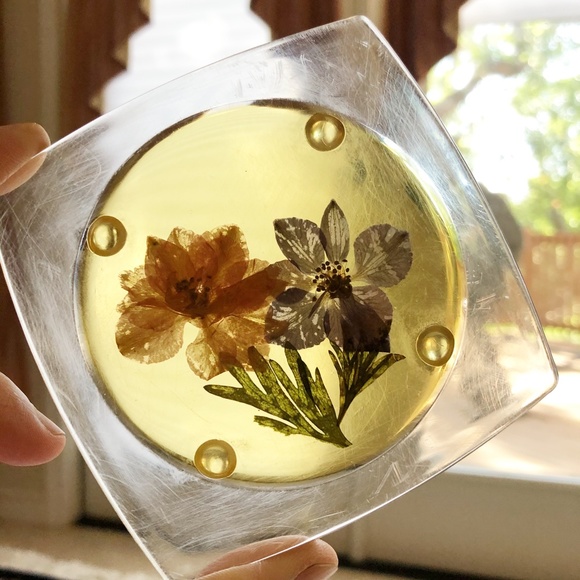 VTG Dried Pressed Flower Drink Coaster Set 12 - Picture 13 of 13